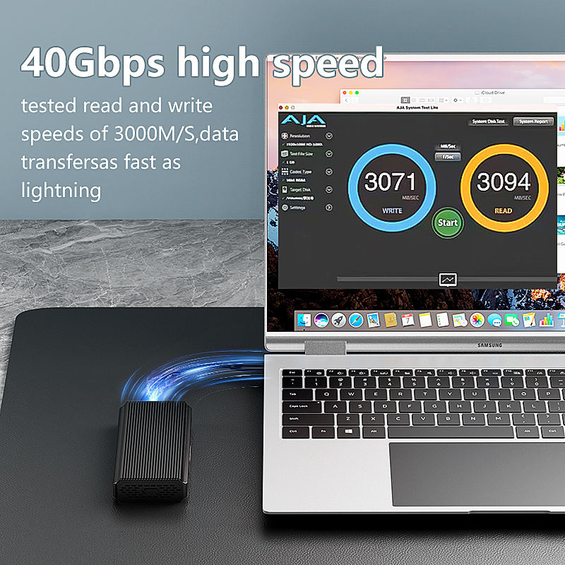 40Gbps M.2 NVMe Enclosure With Cooling Fan for MacBook, Aluminum SSD Support 2280/2260/2242/2230 Compatible With Thunderbolt 3/4/USB4/3.2/3.1--M280U4A