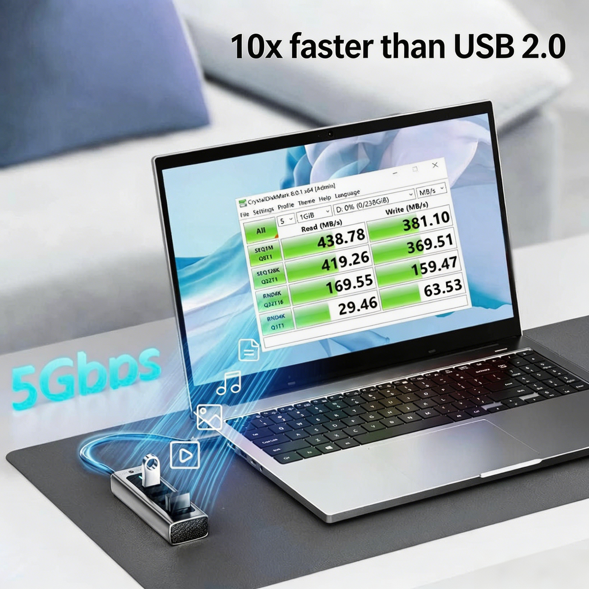 QGEEM USB-C3.1 HUB With 4xUSB-A 3.0 5Gbps High Speed Data Transfer 1xUSB-C DC 5V Power Port for Printer Keyboard PS5