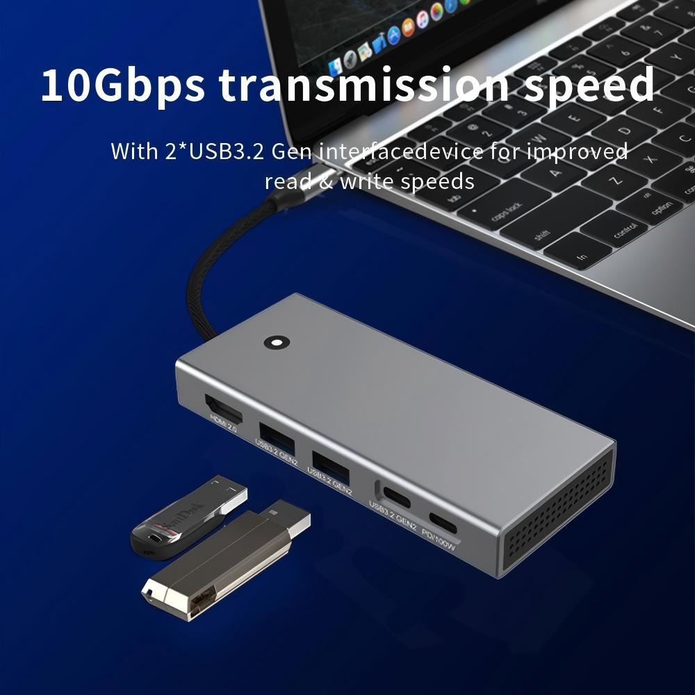 5 in 1 USB C Hub with M.2 NVMe/SATA SSD Enclosure 8TB, 4K@60Hz HDMI, USB 3.2 Type-C 10Gb USB-A 10Gbps and PD100W Charging Docking Stationps,MC501(MC403)