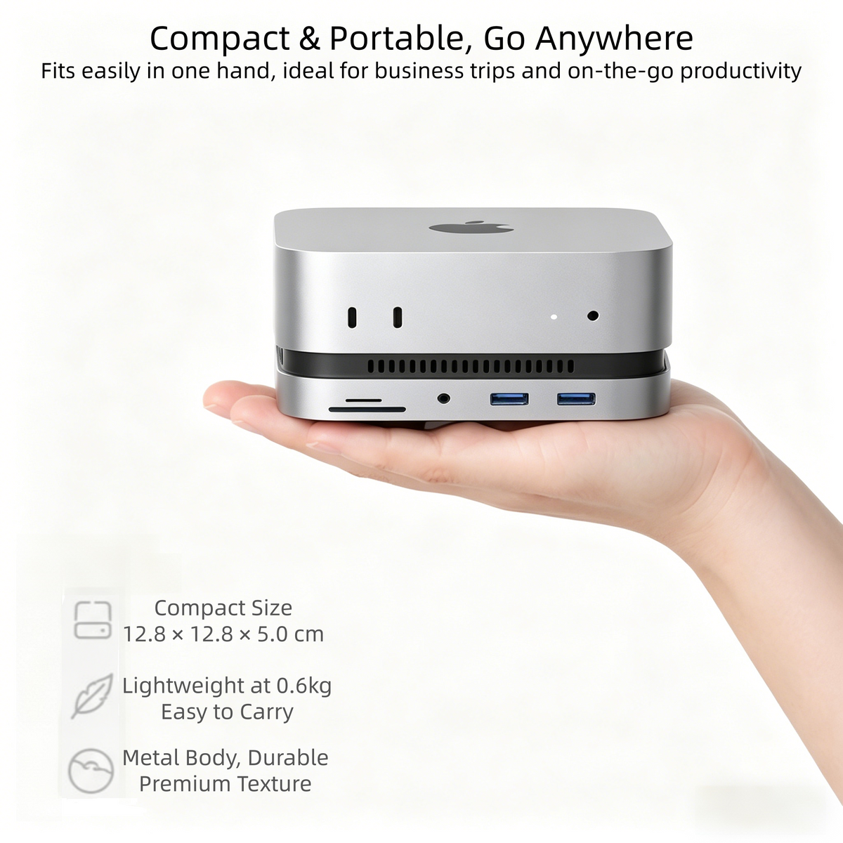 Mac Mini M4 Hub & Stand with SSD Enclosure with 4K60Hz 2*HDMI, 10G 2*USB-A , USB-C 5V3A Charging, SD/TF 3.0, Audio 3.5mm – Mac mini M4 HUB &Docking Station