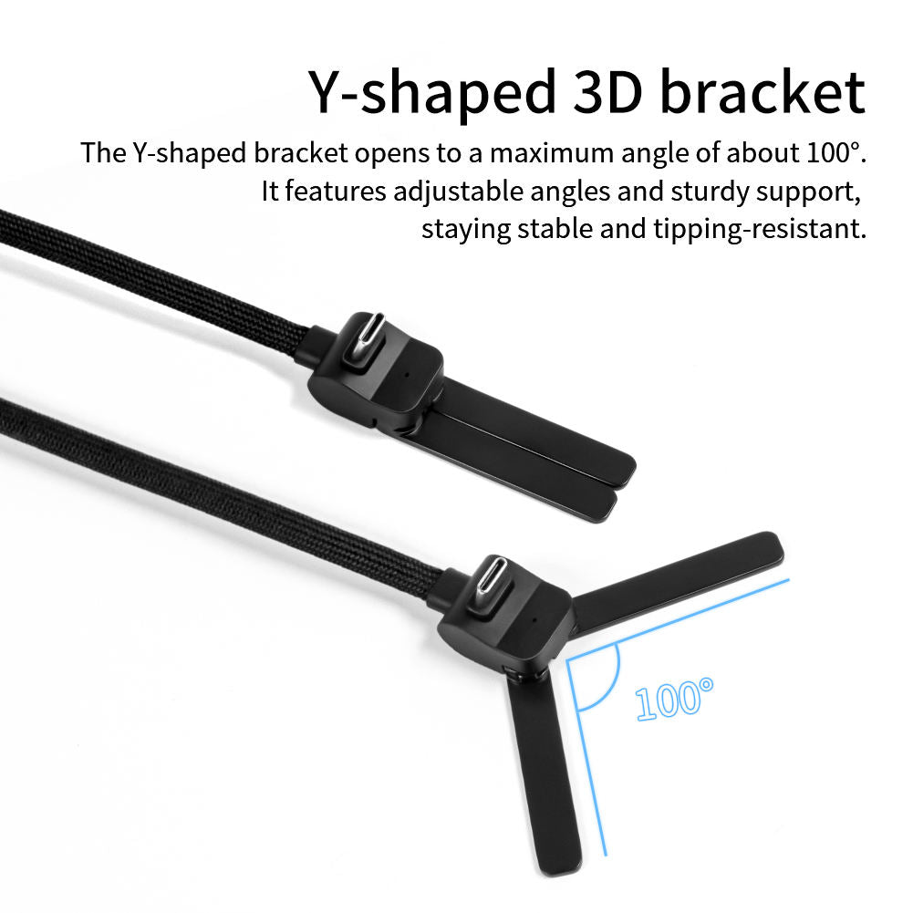 2-in-1 3A 60W PD USB Phone Stand Fast Charging Data Nylon Cable Type C for Tablets and Phone