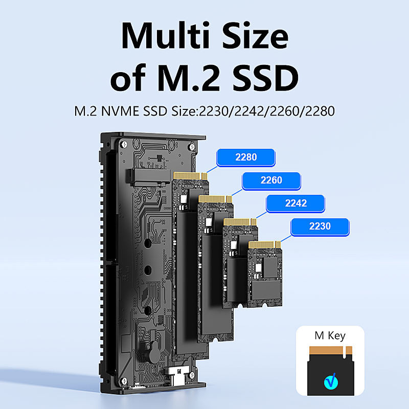 M.2 NVMe Enclosure 40Gbps With Cooling Fan for MacBook, Aluminum SSD Support 2280/2260/2242/2230 Compatible With Thunderbolt 3/4/USB4/3.2/3.1--M280U4F-Black