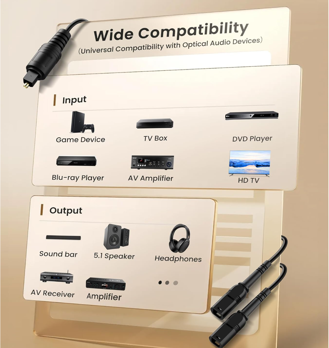 Digital Optical Audio Splitter 1 in 2 Out — For Xbox, PS3, PS4, PS5, DVD, TV Box, Home Theatre Receiver & Sound Bar-(FS-T-066)