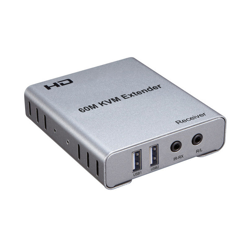 196FT(60m) HDMI KVM USB Extender with Loop Out and IR Control, HDMI KVM Extender Kit Balun 1080P 60Hz Over Cat5e/6 Ethernet Cable for USB Keyboard Mouse (TX and RX)-EX05-A-60-SY
