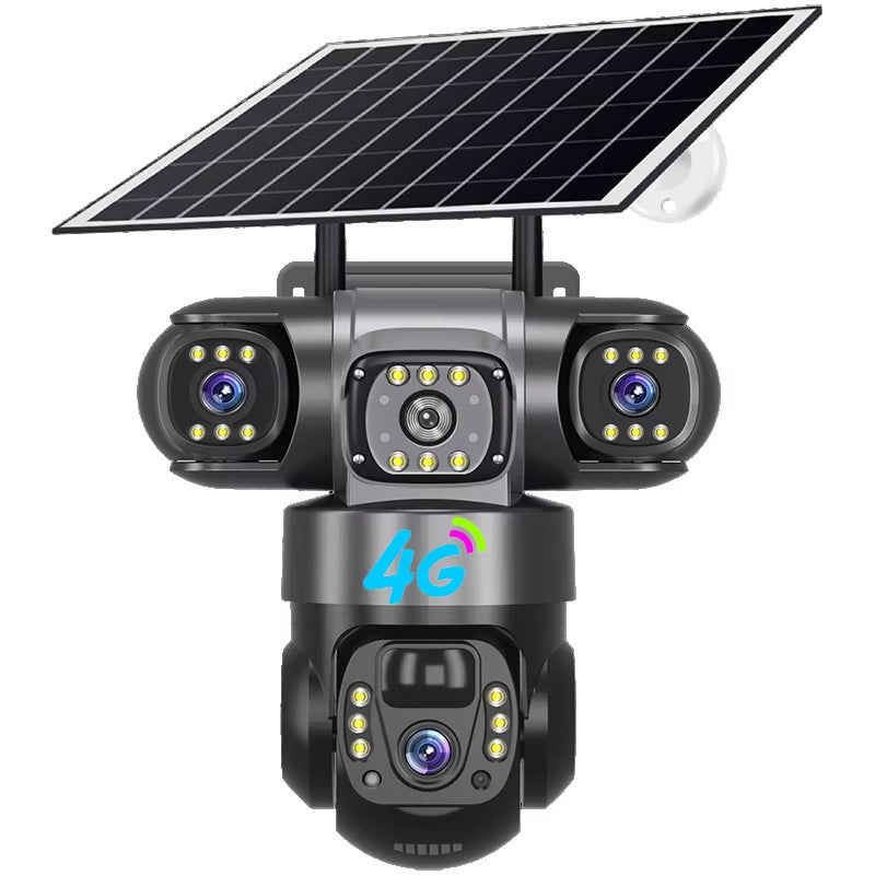 6MP Zoom Three Lens Dual Screen Solar Camera Outdoor 2K 4G WiFi PTZ 2-Way Talk Human Auto Tracking Security Camera V380Pro(Gray)--P0096-1-V1-S1