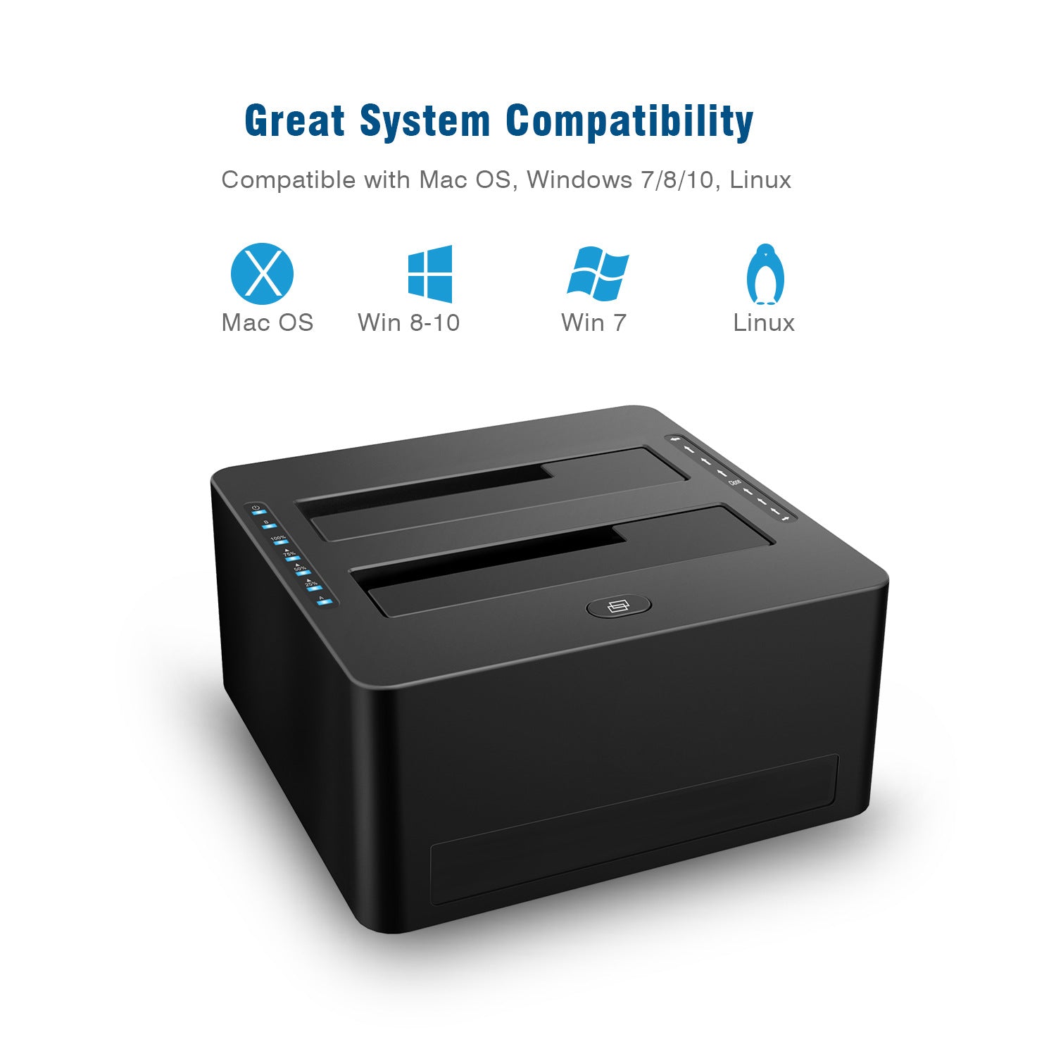 Dual-Bay Hard Drive Docking Station for USB TO 2.5 & 3.5 inch SATA HDD/SSD, Supports Offine Clone & UASP, 5Gbps, 2 * 10TB, USB 3.0 Hard Drive Reader for PC, Laptop, Windows, Mac OS, Linux, Black