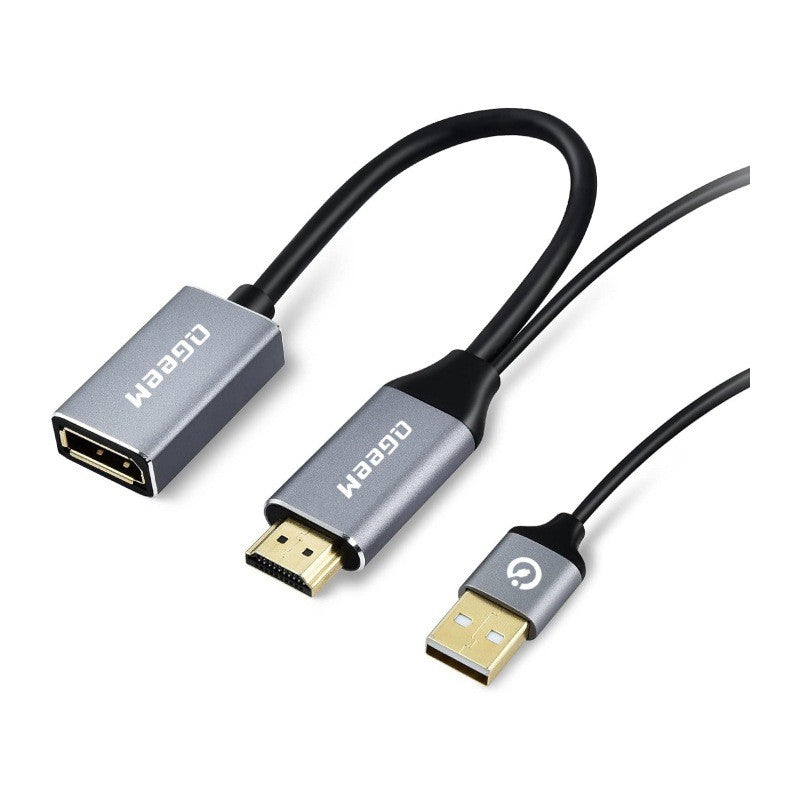 QGeeM HDMI to DisplayPort Adapter 4K@60Hz with USB Power HDMI Male to DP Female Converter Cable for PS4/PS5/Xbox One/NS Mac Laptop Monitor--AV01-D