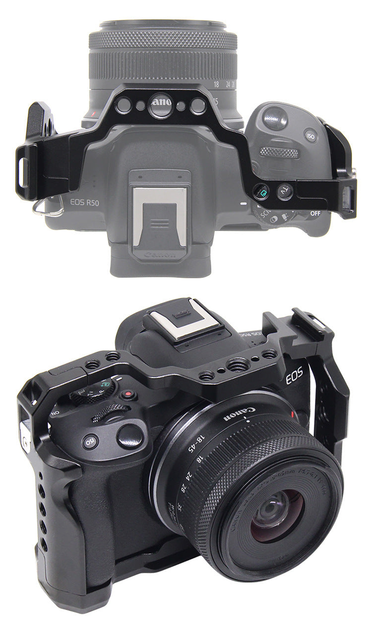 EOS R100/R50 Camera Cage, Metal Camera Cage Extension Frame Kit for Canon EOS R100 R50 Camera Case Camera Rig Cold Shoe--EOS R50/R100相机兔笼-7078