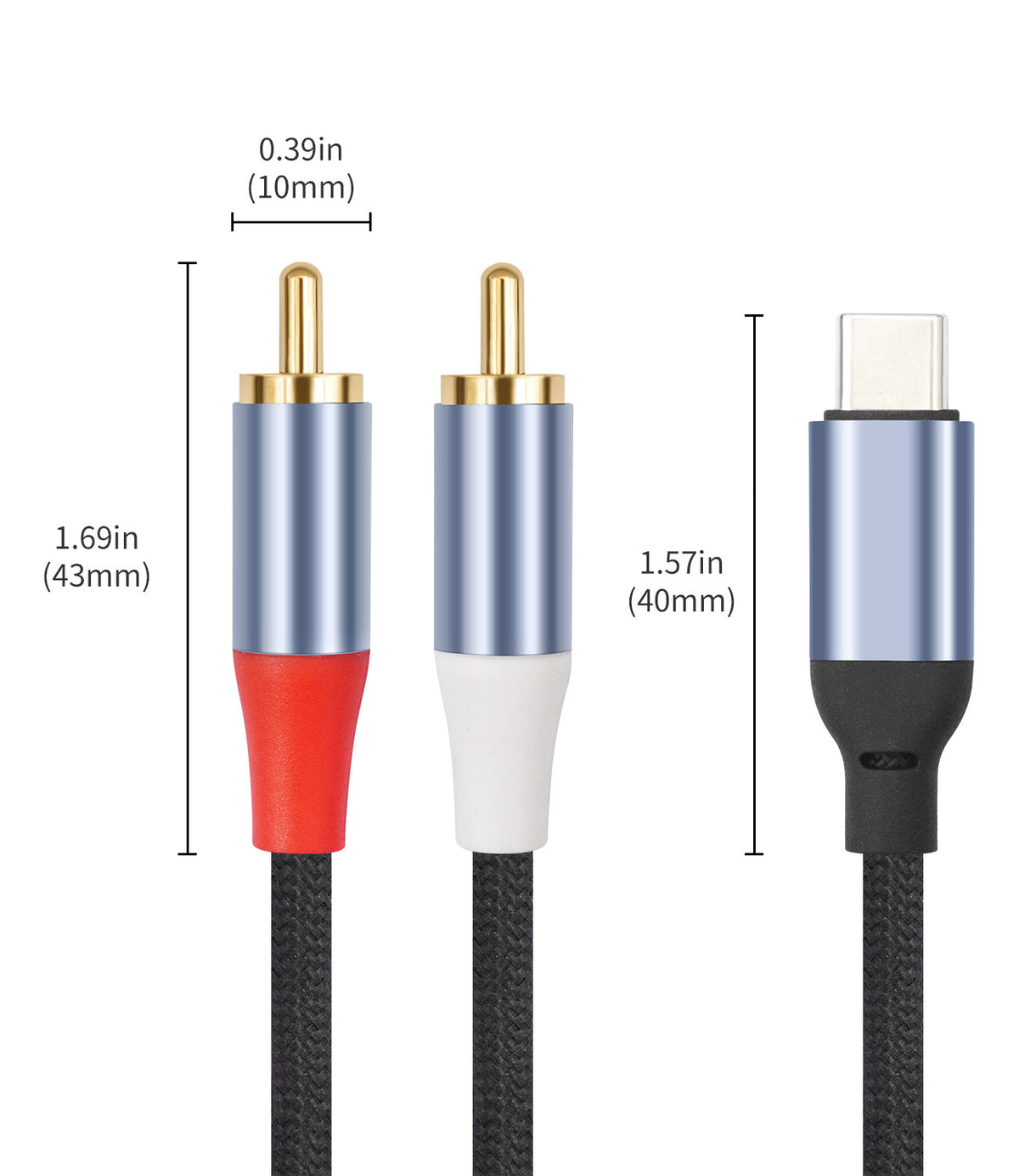 USB C to 2RCA Braided Audio Cable,USB C to 2 Male 24-bit/96 kHz Y RCA Audio Splitter Cord Adapter for iPad, Phone, Laptop, Tablet, Galaxy, Pixel, Home Theater, DVD, Amplifier, Speaker, Car Stereo