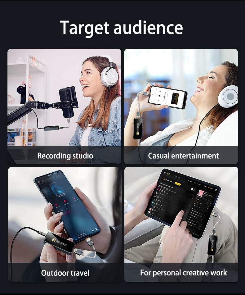 Portable HiFi DAC Headphone Amplifier, USB C DAC Amp Dongle 3.5mm & 4.4mm Balanced Outputs, HiFi 32Bit/384kHz DSD256 Dual CS43131 Audio Decoder Audio Adapter for Phones/PC/Laptops/Tablets-HA03