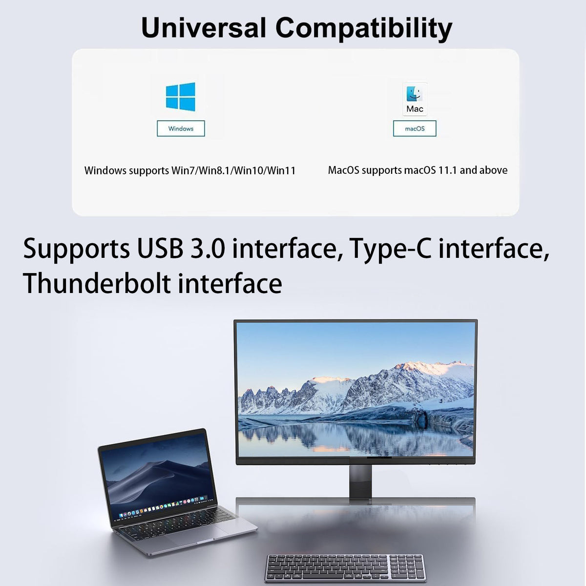 2 in 1 USB-A/C to Dual HDMI Adapter,1*4K@30Hz,1*1080P@60Hz HDMI Splitter Extended Display with Driver Support Mac OS/Windows HDMI Splitter for Dual Monitors MST Dual HDMI Adapter for 2 Monitors for MacBook/Dell/HP-UH02AC-1(UH02A-1))