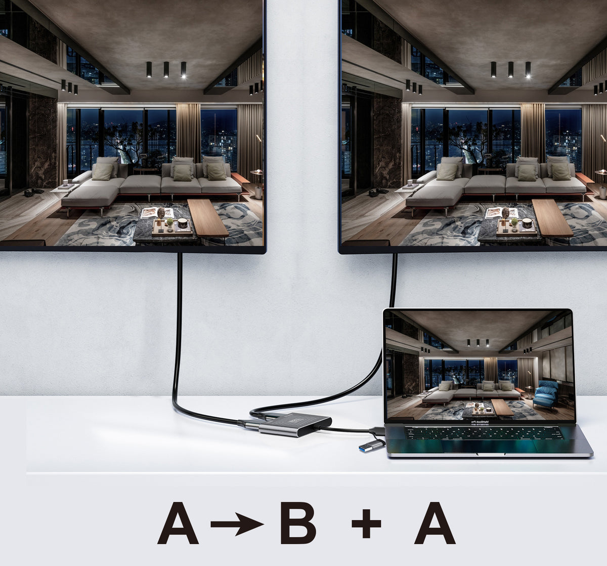 2 in 1 USB-A/C to Dual HDMI Adapter,1*4K@30Hz,1*1080P@60Hz HDMI Splitter Extended Display with Driver Support Mac OS/Windows HDMI Splitter for Dual Monitors MST Dual HDMI Adapter for 2 Monitors for MacBook/Dell/HP-UH02AC-1(UH02A-1))