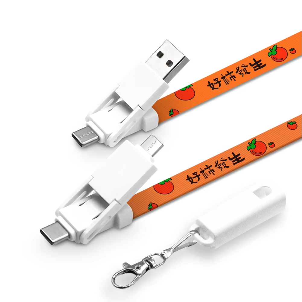 6-in-1 Fast Charging Lanyard Cable | 60W PD 3A Type-C to USB-C/Micro/Lightning | 90cm Multi-Device Charger for Huawei/iPhone/Samsung