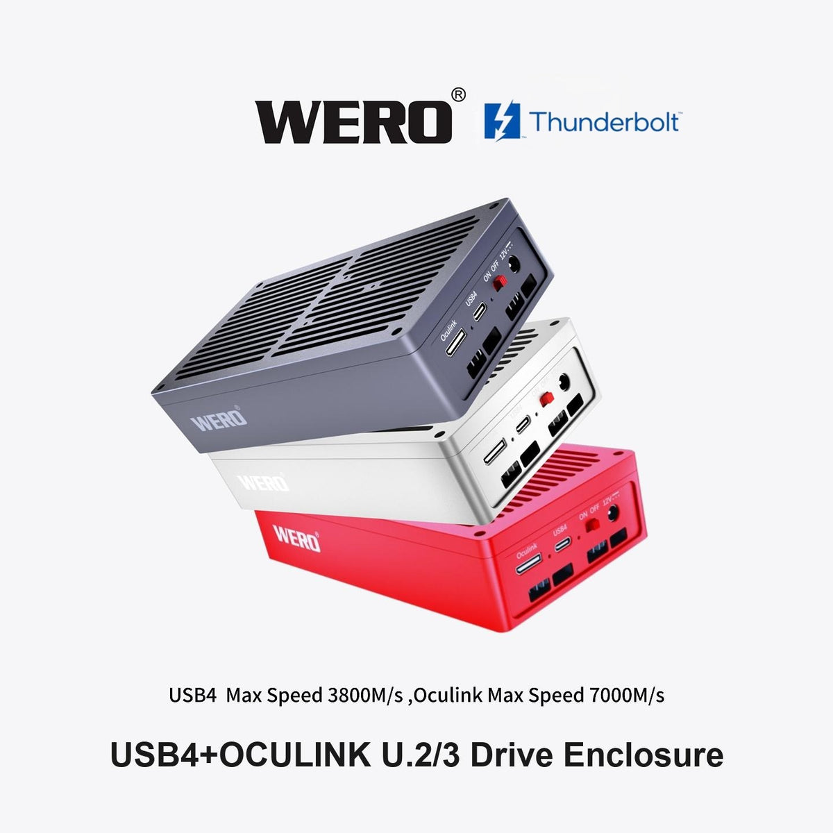 WERO USB4+OCULINK U2/U3 Hard Disk Box Enterprise SSD Solid State Box V-Port Battery Thunderbolt 3/4/5(1XU2-V40-OCULINK)