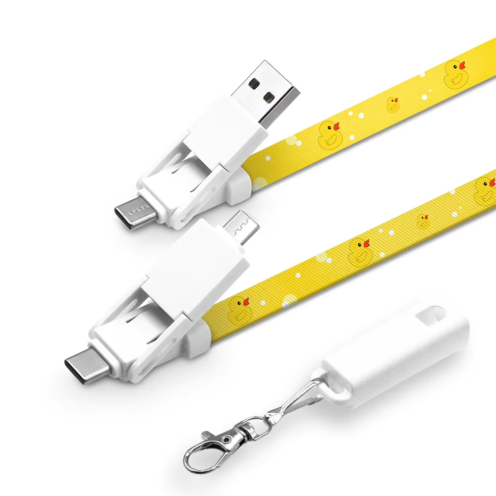 6-in-1 Fast Charging Lanyard Cable | 60W PD 3A Type-C to USB-C/Micro/Lightning | 90cm Multi-Device Charger for Huawei/iPhone/Samsung