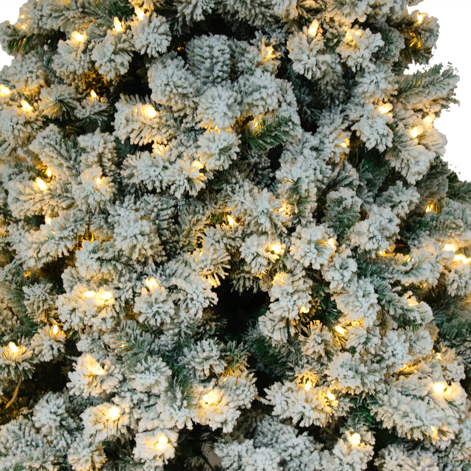 6FT Artificial Snow Flocked Christmas Tree - Pre-Lit with 8 Lighting Modes & 928 Realistic Branches | Easy Setup | Holiday Decor | Stand Included