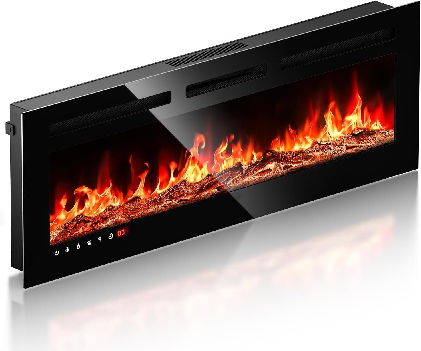 Electric Fireplace,Realistic Flame Electric Fireplace Heater,Log Set/C