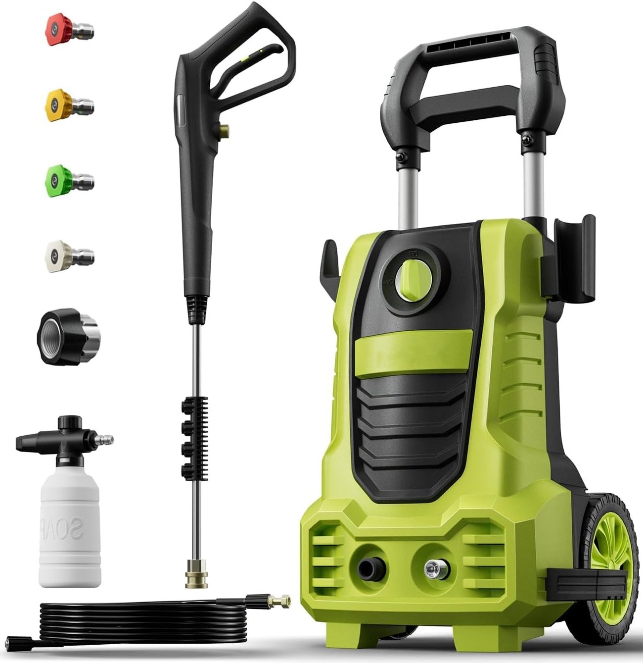 Electric Pressure Washer, 26 FT Hose Pressure Cleaner 2030 PSI with 4 Nozzles Tips,Surface Cleaning with Upgraded Swivel Joint for Car/Fences/Patios/Daily Needed - QGeeM