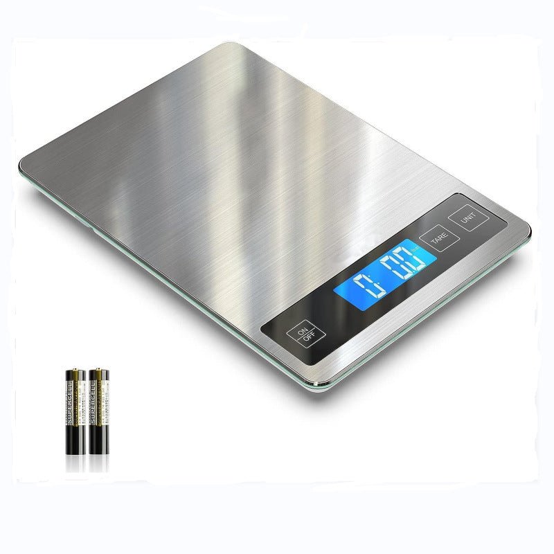 Food Scale, 22lb Digital Kitchen Scale Weight Grams and oz for Cooking Baking, 1g/0.1oz Precise Graduation, Stainless Steel and Tempered Glass (Ash Silver) - QGeeM
