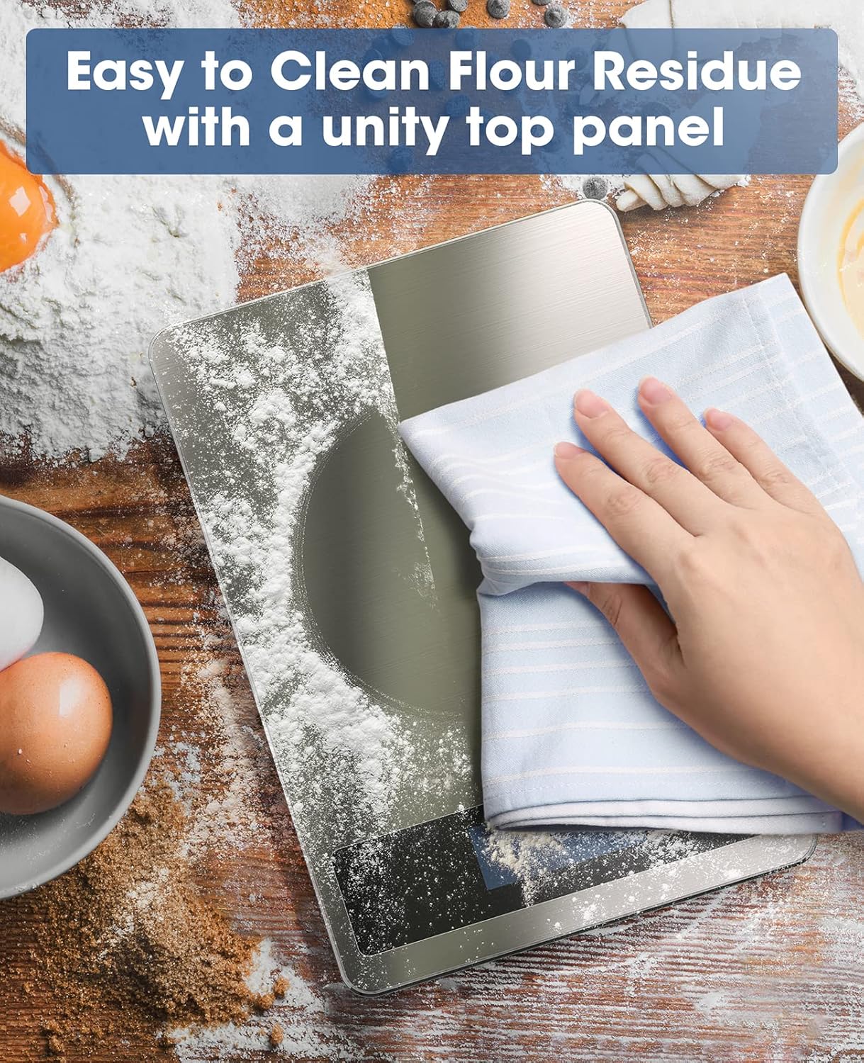 Food Scale, 22lb Digital Kitchen Scale Weight Grams and oz for Cooking Baking, 1g/0.1oz Precise Graduation, Stainless Steel and Tempered Glass (Ash Silver) - QGeeM