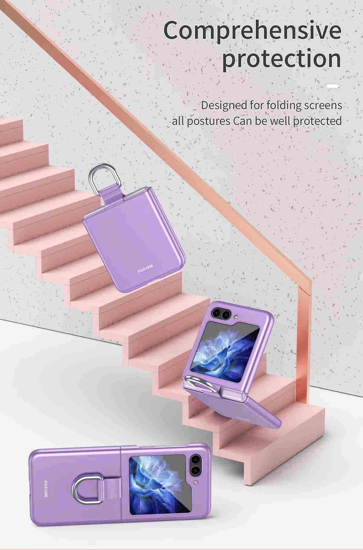 For Samsung Galaxy Z Flip 5/6 Case with Ring Shockproof Protective Cover Flip Z 5 Phone Case - QGeeM