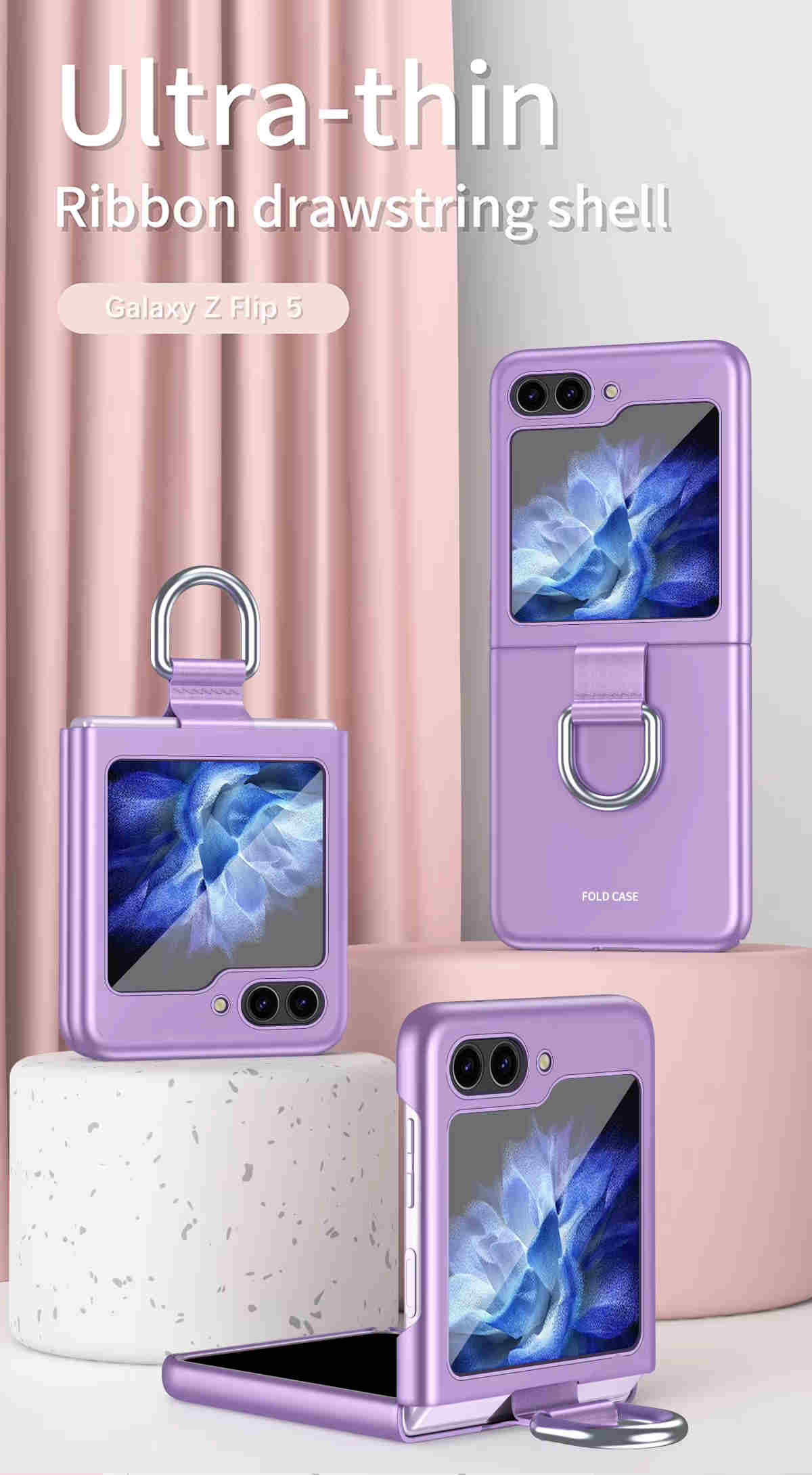 For Samsung Galaxy Z Flip 5/6 Case with Ring Shockproof Protective Cover Flip Z 5 Phone Case - QGeeM