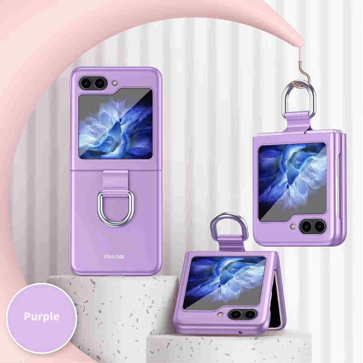 For Samsung Galaxy Z Flip 5/6 Case with Ring Shockproof Protective Cover Flip Z 5 Phone Case - QGeeM