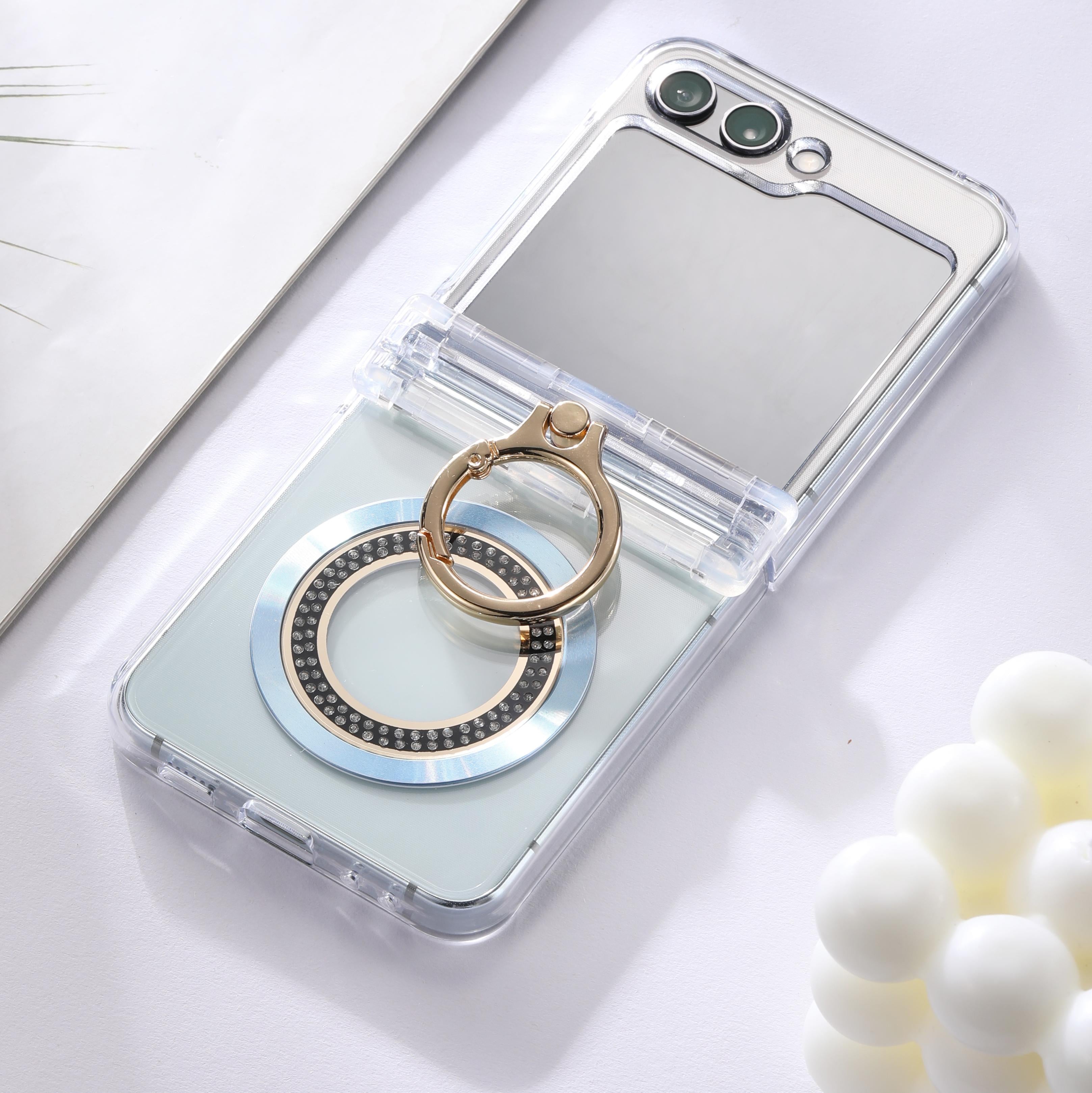 For Samsung zflip6/5 Ring hinge strap drill phone case,Slim Thin Hard Protective Phone Case Cover for Samsung Z Flip 5 - QGeeM