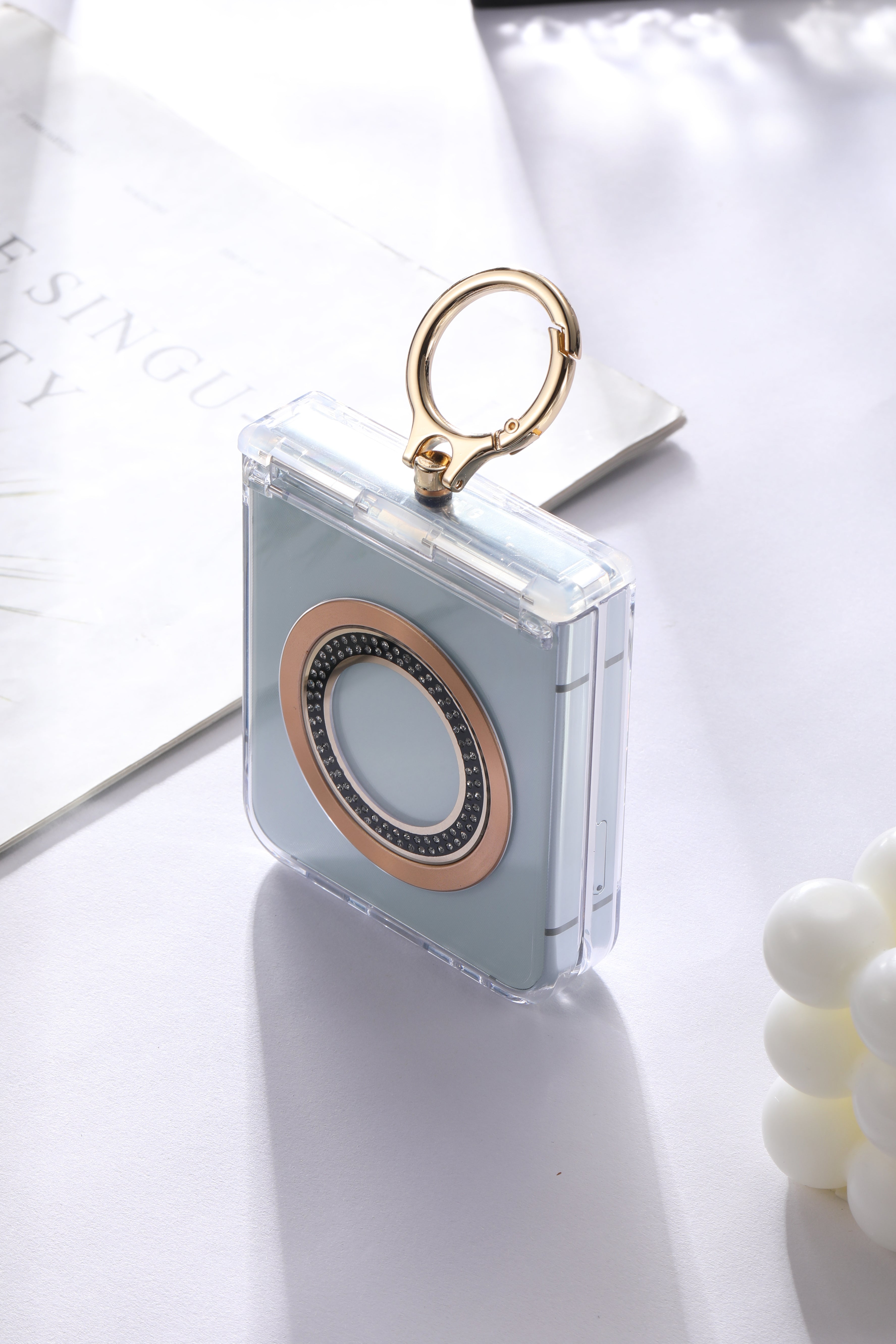 For Samsung zflip6/5 Ring hinge strap drill phone case,Slim Thin Hard Protective Phone Case Cover for Samsung Z Flip 5 - QGeeM