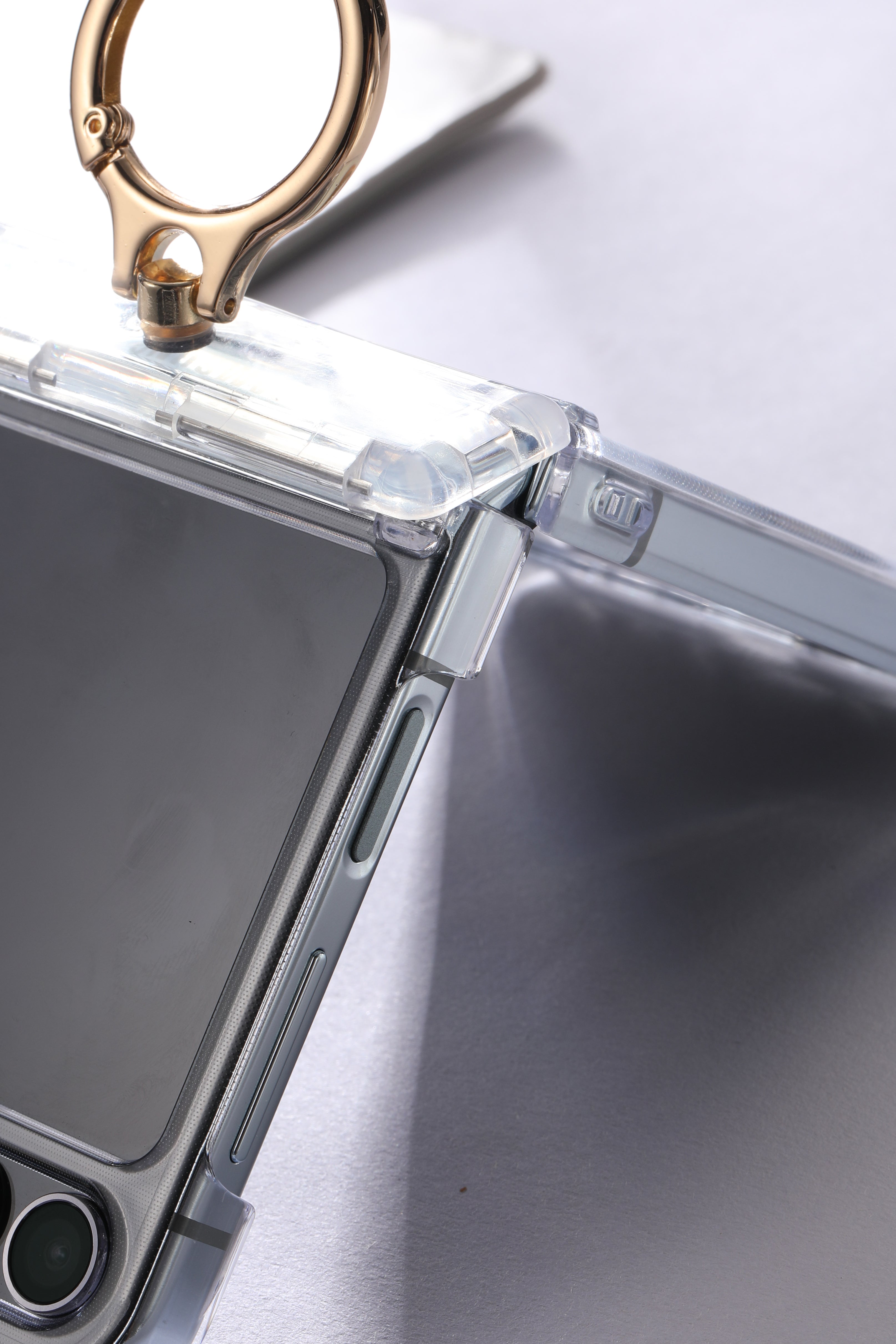 For Samsung zflip6/5 Ring hinge strap drill phone case,Slim Thin Hard Protective Phone Case Cover for Samsung Z Flip 5 - QGeeM