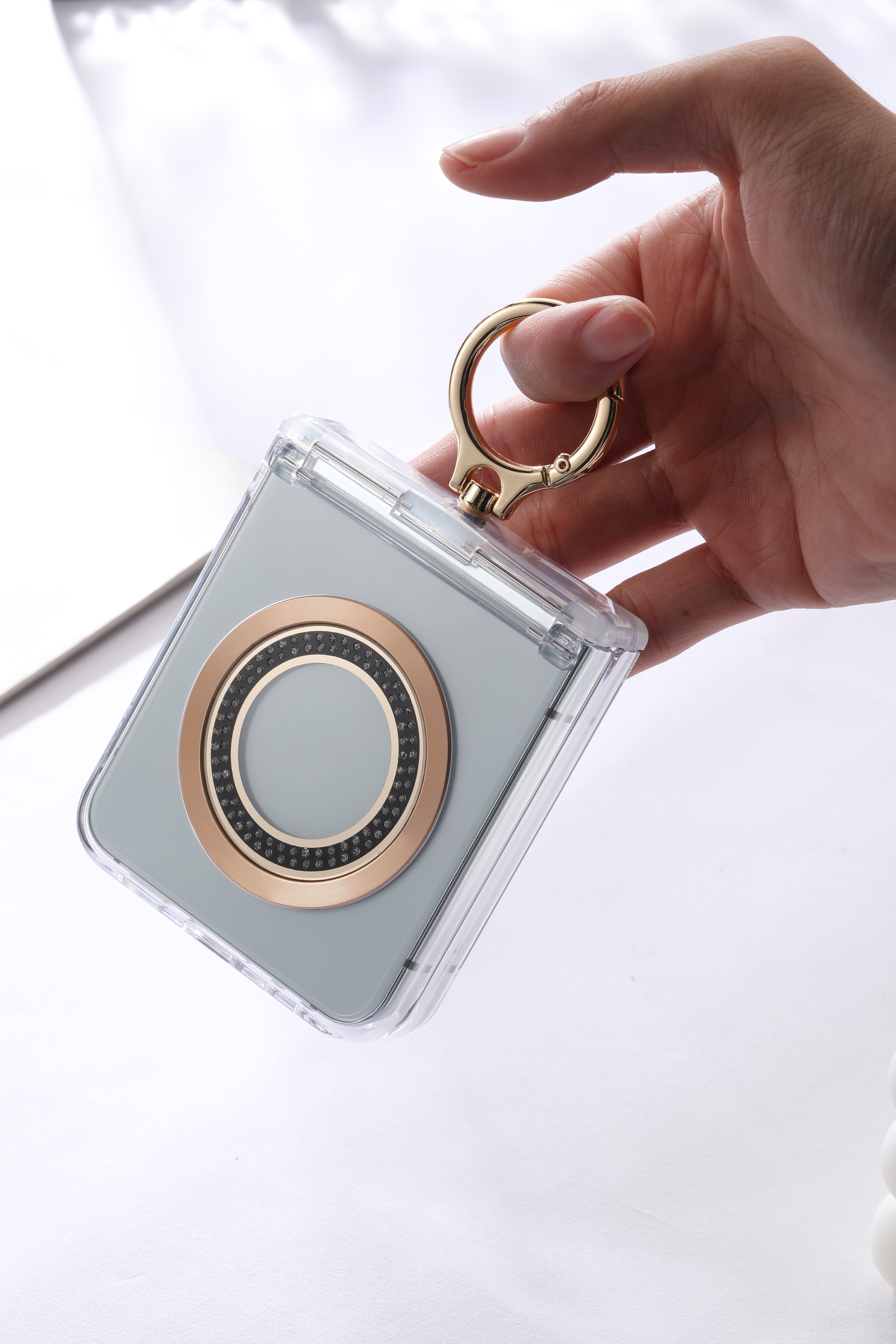 For Samsung zflip6/5 Ring hinge strap drill phone case,Slim Thin Hard Protective Phone Case Cover for Samsung Z Flip 5 - QGeeM