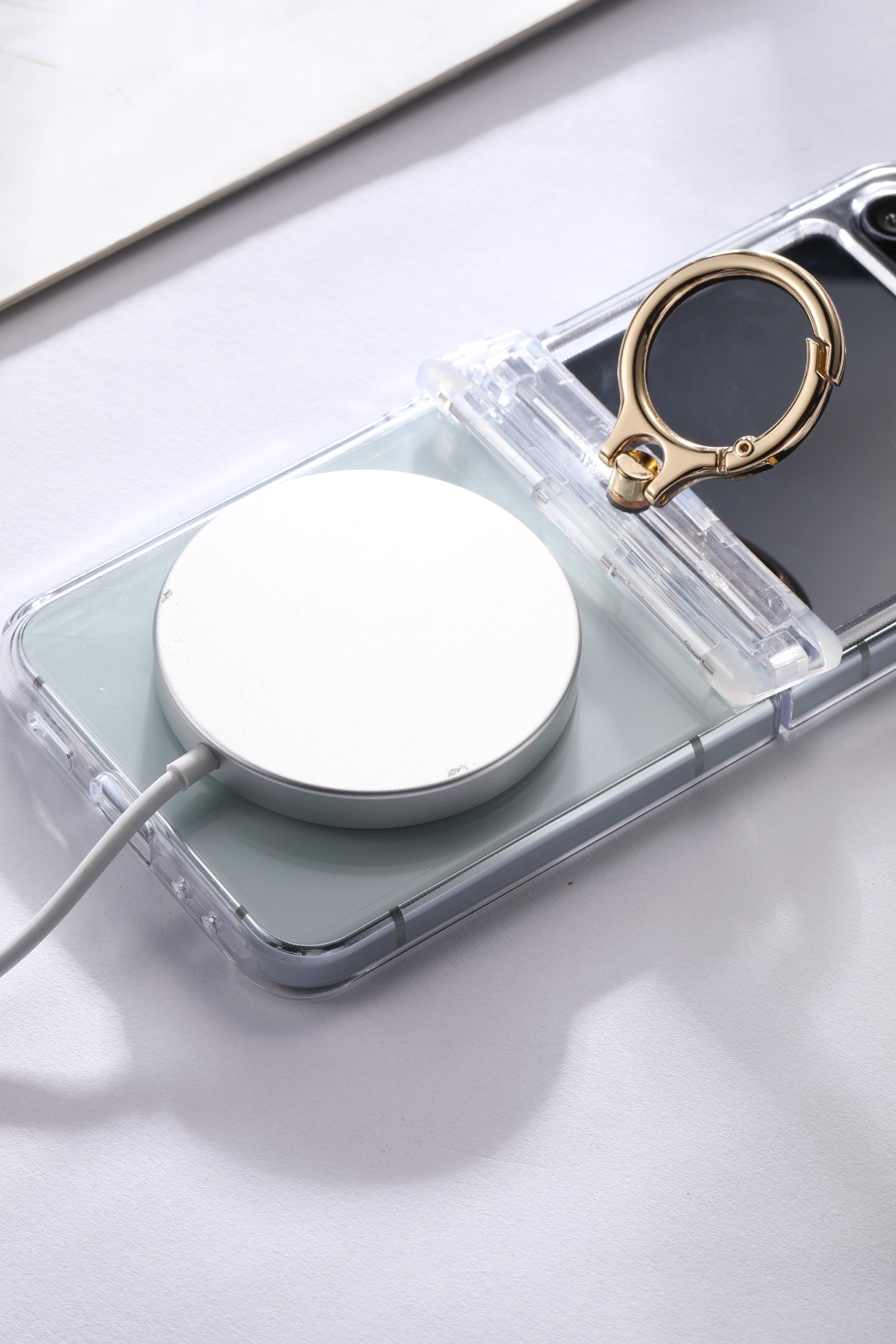 For Samsung zflip6/5 Ring hinge strap drill phone case,Slim Thin Hard Protective Phone Case Cover for Samsung Z Flip 5 - QGeeM