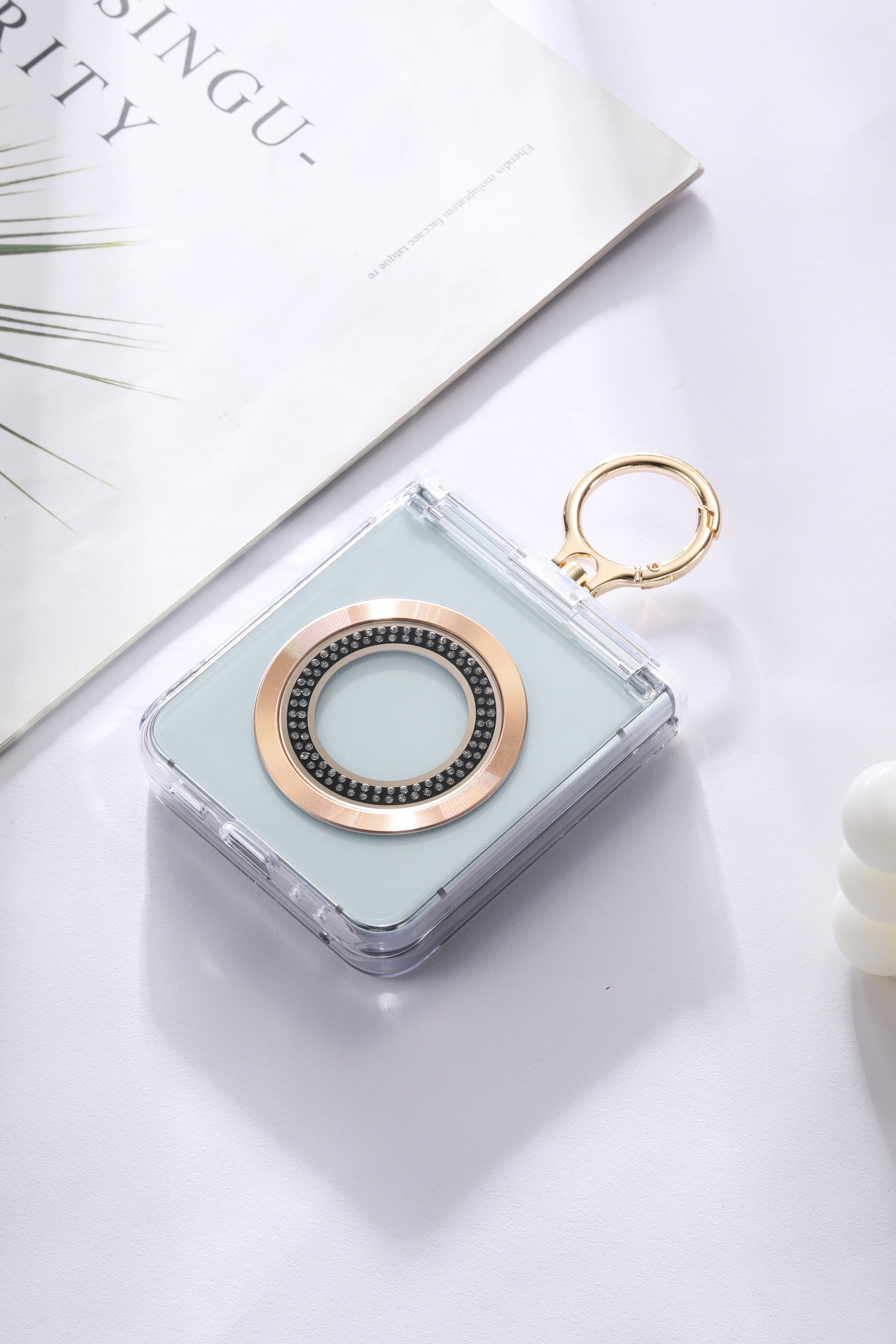 For Samsung zflip6/5 Ring hinge strap drill phone case,Slim Thin Hard Protective Phone Case Cover for Samsung Z Flip 5 - QGeeM