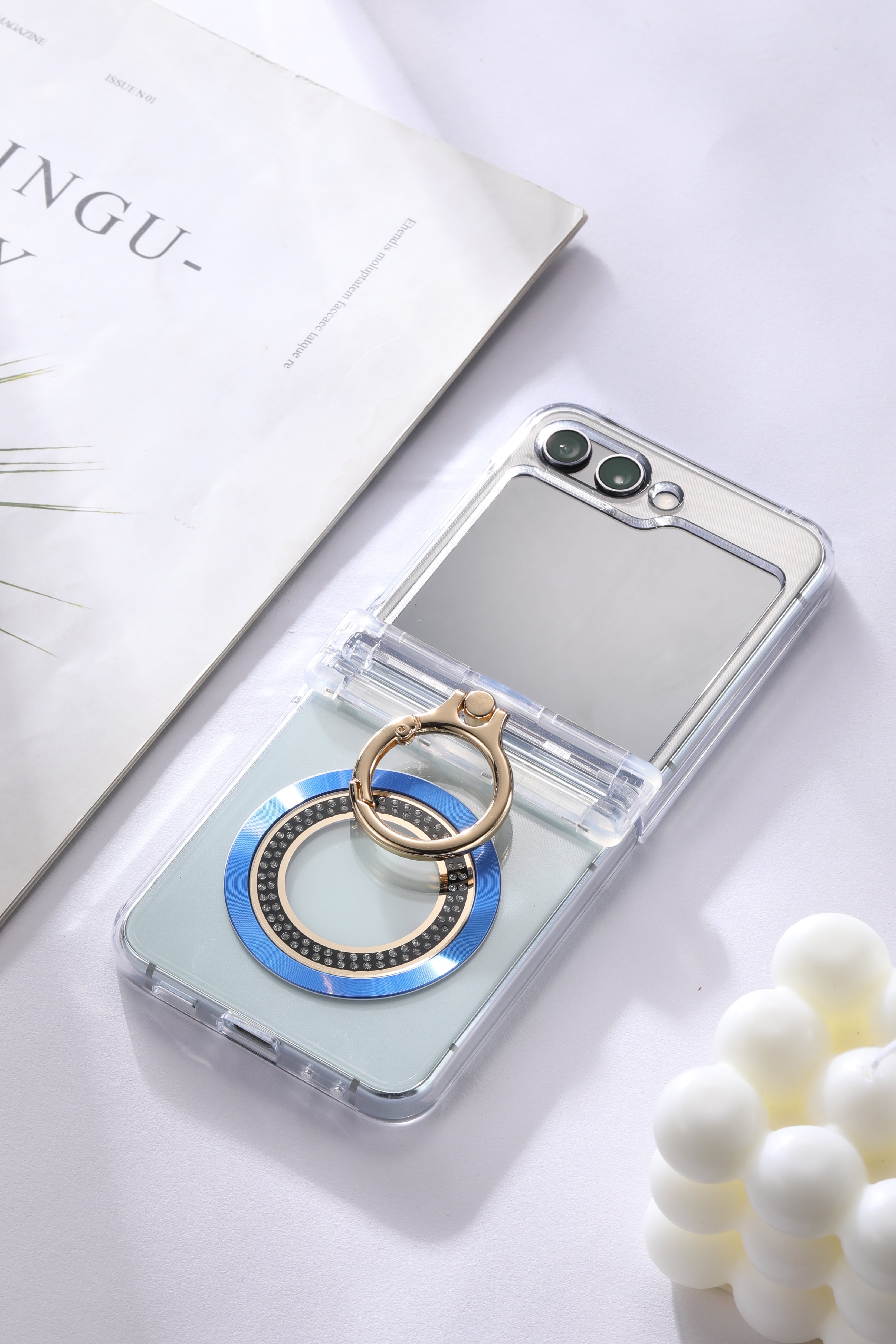 For Samsung zflip6/5 Ring hinge strap drill phone case,Slim Thin Hard Protective Phone Case Cover for Samsung Z Flip 5 - QGeeM