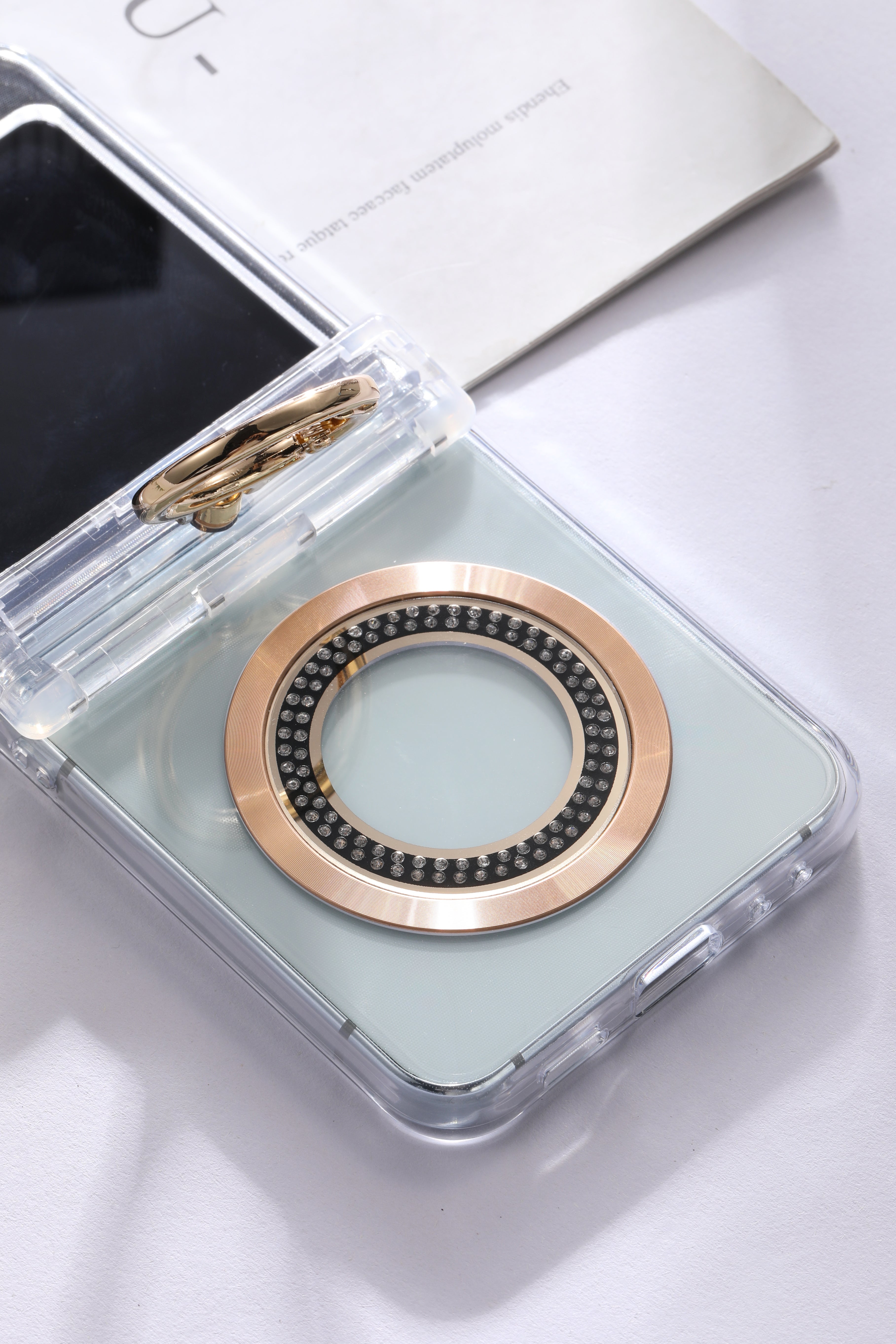 For Samsung zflip6/5 Ring hinge strap drill phone case,Slim Thin Hard Protective Phone Case Cover for Samsung Z Flip 5 - QGeeM