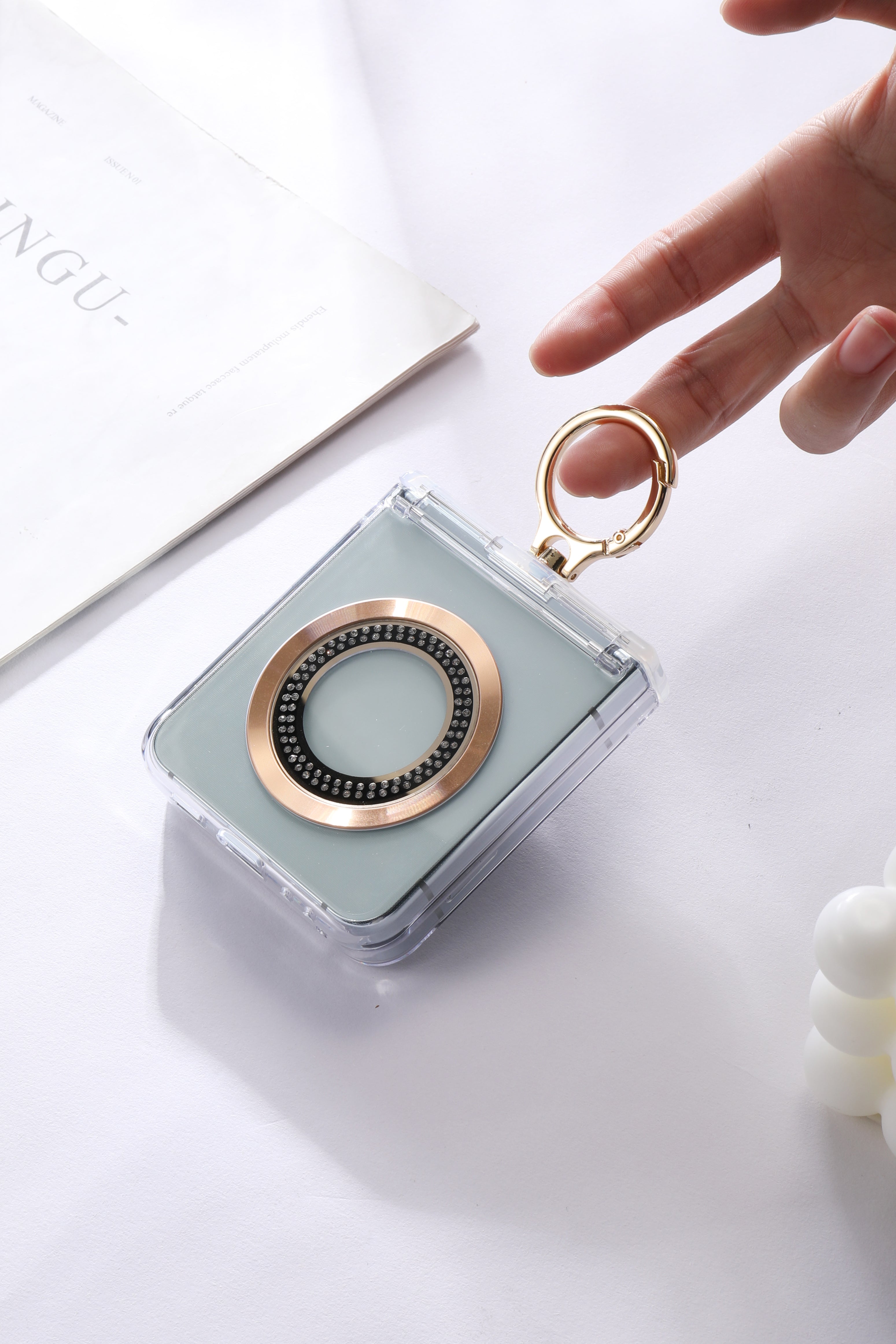 For Samsung zflip6/5 Ring hinge strap drill phone case,Slim Thin Hard Protective Phone Case Cover for Samsung Z Flip 5 - QGeeM