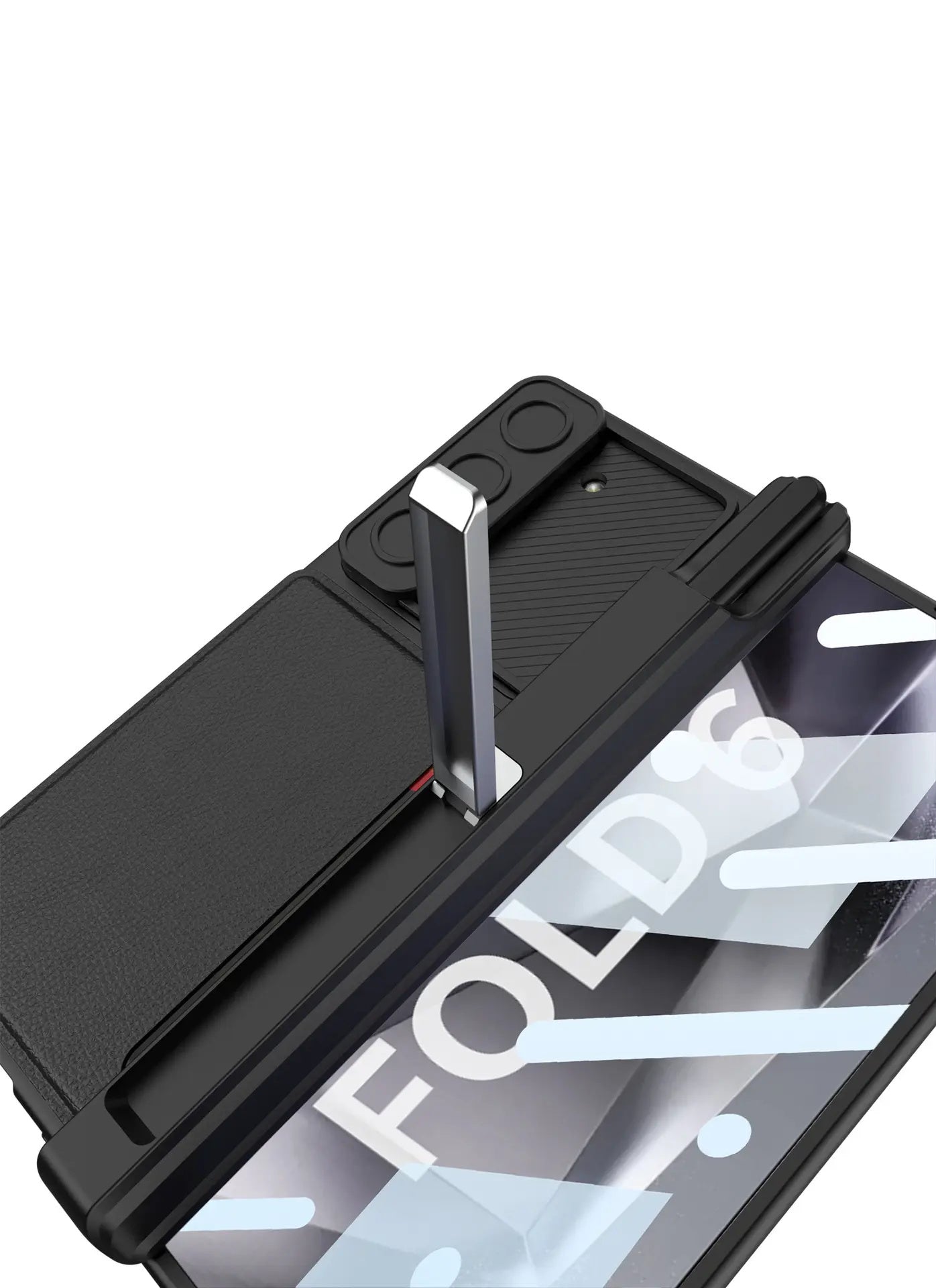 For Samsung ZFold6 Foldable Magnetic Suction Hinge Push Window Bracket Pen Box Film Integrated Card Slot Wallet Phone Case - QGeeM