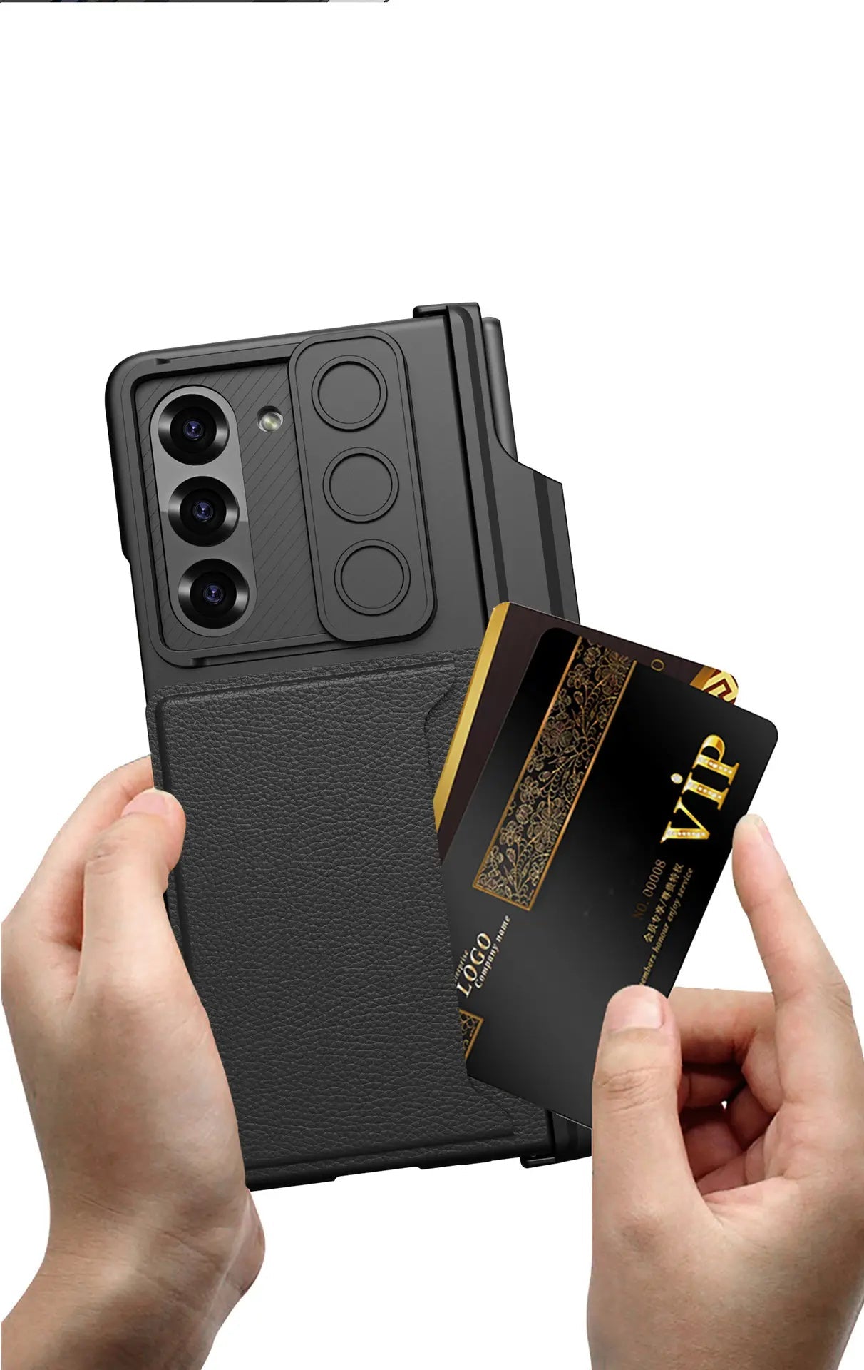 For Samsung ZFold6 Foldable Magnetic Suction Hinge Push Window Bracket Pen Box Film Integrated Card Slot Wallet Phone Case - QGeeM