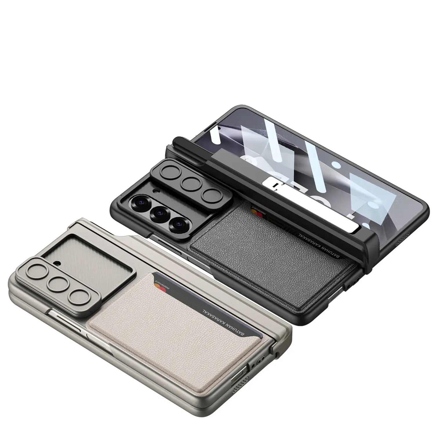 For Samsung ZFold6 Foldable Magnetic Suction Hinge Push Window Bracket Pen Box Film Integrated Card Slot Wallet Phone Case - QGeeM