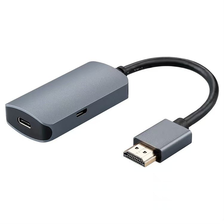 HDMI Male to USB - C Female Cable Adapter with USB C Power Cable,Uni - Directional HDMI (source) to Type C 3.1 (display) Converter,4K 60Hz Thunderbolt 3 Adapter for MacBook Pro - QGeeM