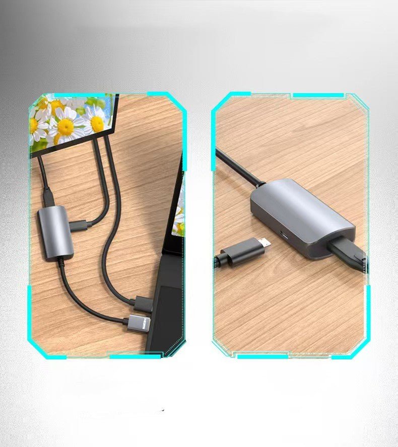 HDMI Male to USB - C Female Cable Adapter with USB C Power Cable,Uni - Directional HDMI (source) to Type C 3.1 (display) Converter,4K 60Hz Thunderbolt 3 Adapter for MacBook Pro - QGeeM