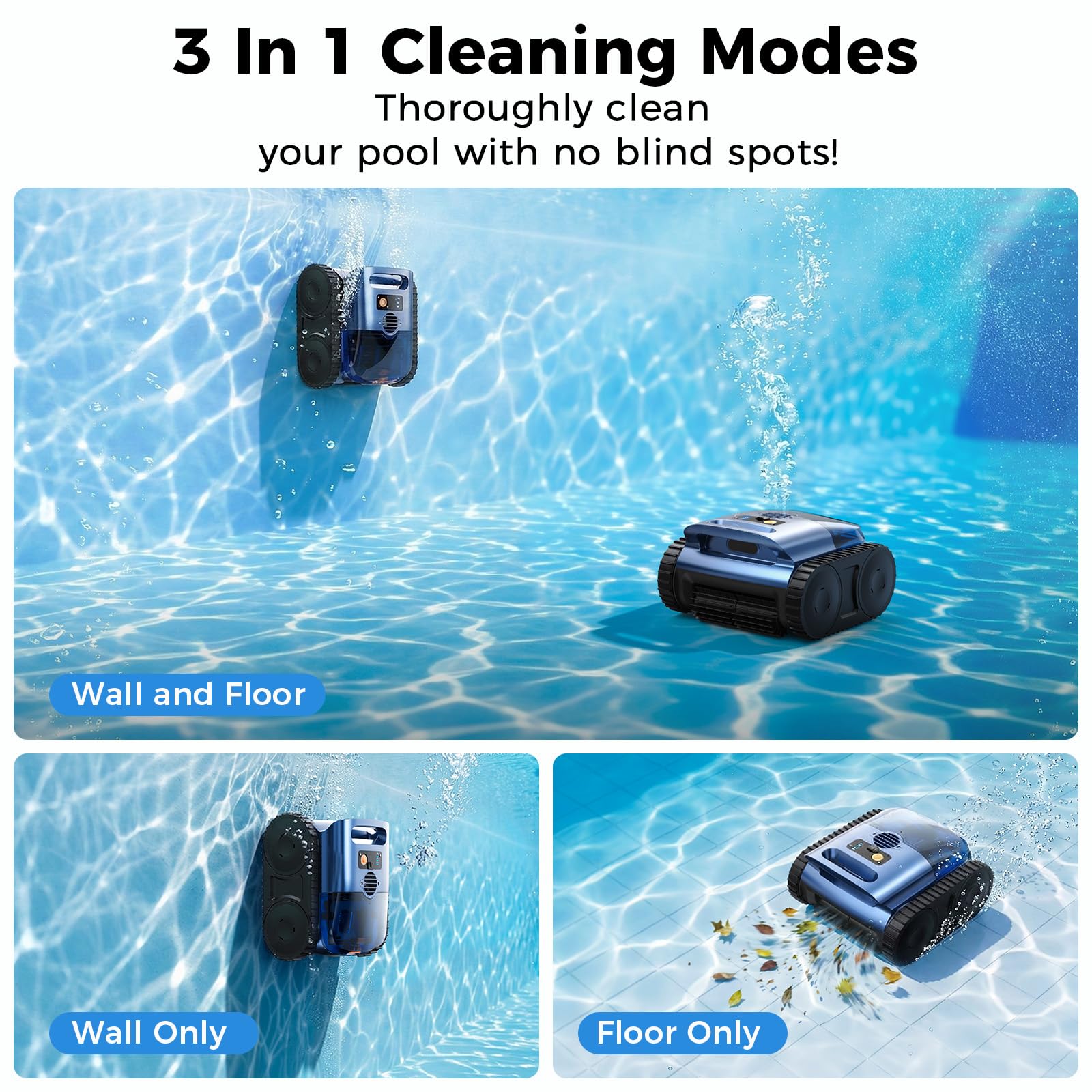 Robotic Pool Cleaner,Cordless Pool Vacuum for Inground Pools,Automatic Pool Cleaner Robot for Pool Floors,Drain Cleaning,Walls,Waterline,2150 Sq.ft,180min Runtime,3H Fast Charging Robot for Spa Pool-B0GKQB5J6C
