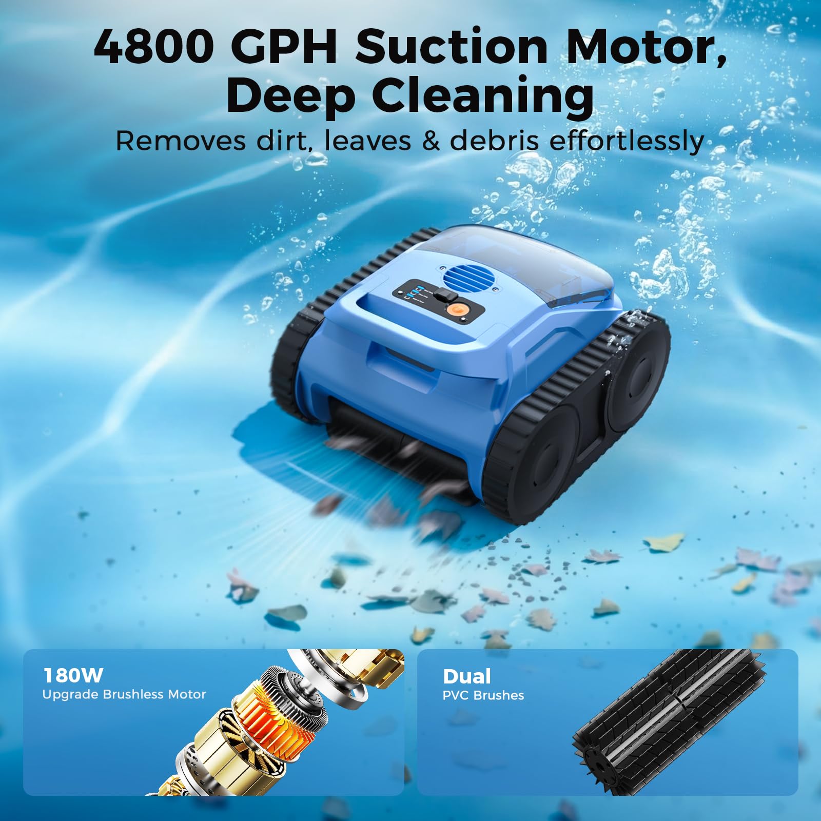 Cordless Robotic Pool Cleaner,Automatic Robotic Pool Vacuum for Inground Pools,Spa Pool Robot Cleaning up to 2150 Sq.ft for Floor,Wall Climbing,Waterline,4800GPH Suction,180min Battery Life-B0GKPZNG11