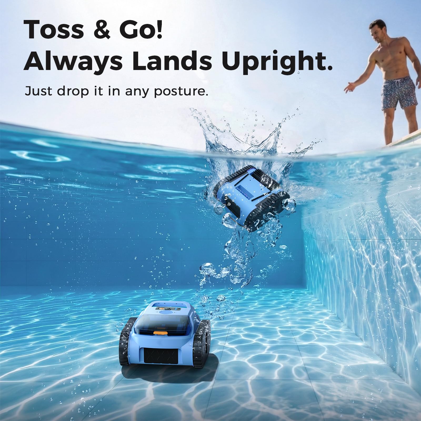 Cordless Robotic Pool Cleaner,Automatic Robotic Pool Vacuum for Inground Pools,Spa Pool Robot Cleaning up to 2150 Sq.ft for Floor,Wall Climbing,Waterline,4800GPH Suction,180min Battery Life-B0GKPZNG11