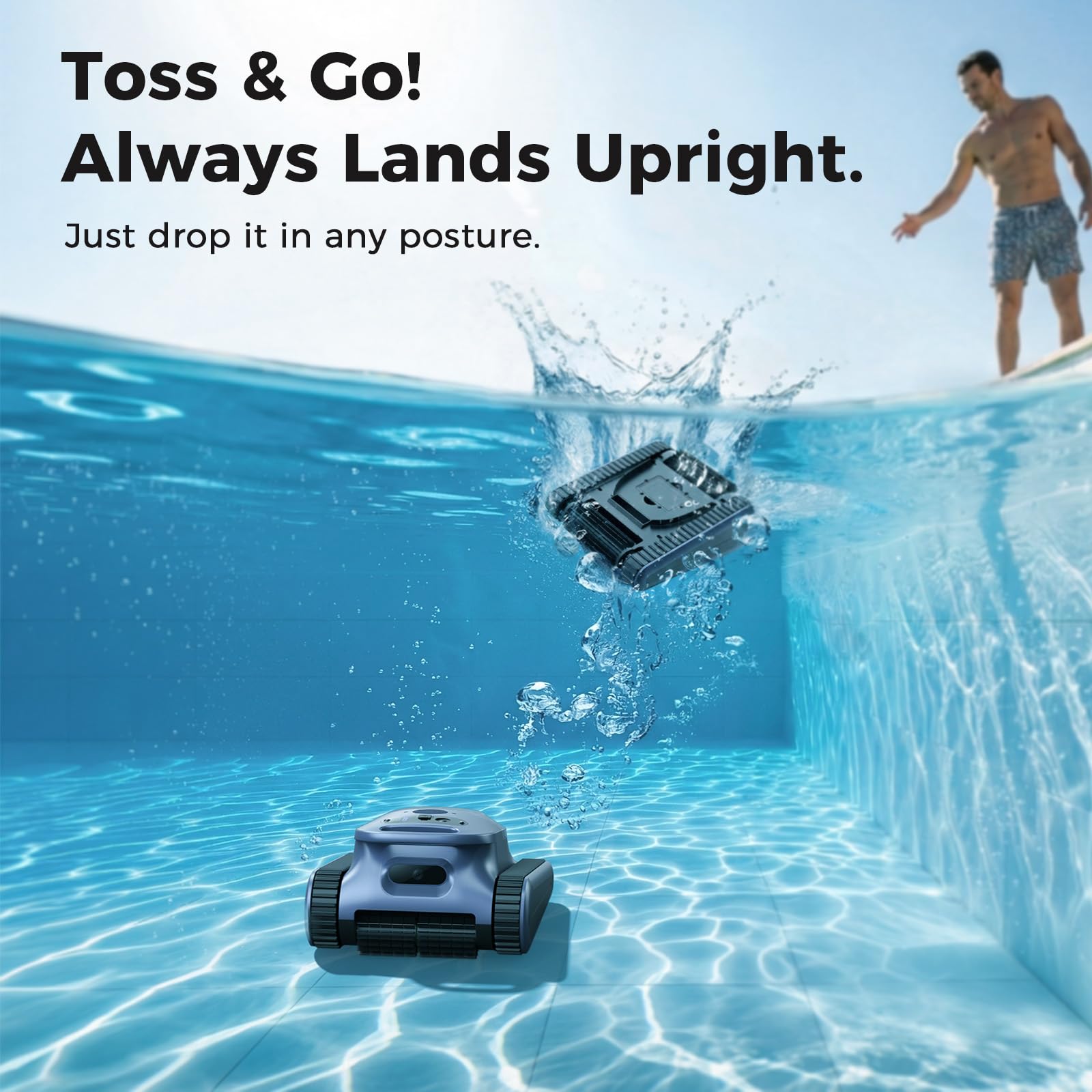 Automatic Robotic Pool Cleaner,3 in 1 Cordless Pool Vacuum for Inground Pools Floor&Wall&Waterline Cleaing up to 2150 SqFt,4800GPH Powerful Suction Robot Cleaner 180Min Battery Life,Track Drive-B0GKMYMJR8
