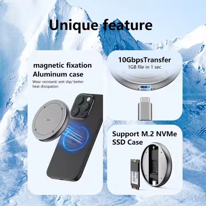 Magnetic 2230/2242 M.2 NVMe SSD Enclosure, 10Gbps USB 3.1 Type - C External SSD Case, Aluminum Portable Enclosure for NVMe M.2 2230/2242 SSD, Compatible with Windows/Mac/Linux/Android - QGeeM