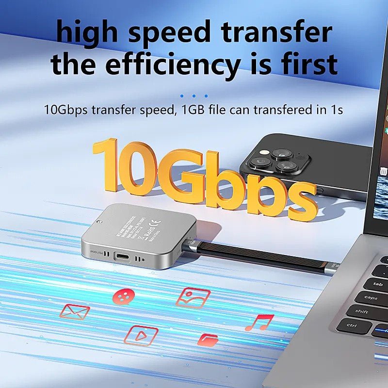 Magnetic M.2 NVMe SSD Enclosure with Built - in Cooling Fan & 100W PD Charging, USB 3.1 Gen 2 Type - C (10Gbps) Aluminum External Case for 2230/2242 PCIe NVMe SSDs up to 2TB, Compact Portable Design, Compatible with Windows/Mac/Linux/Android Devices - QGeeM