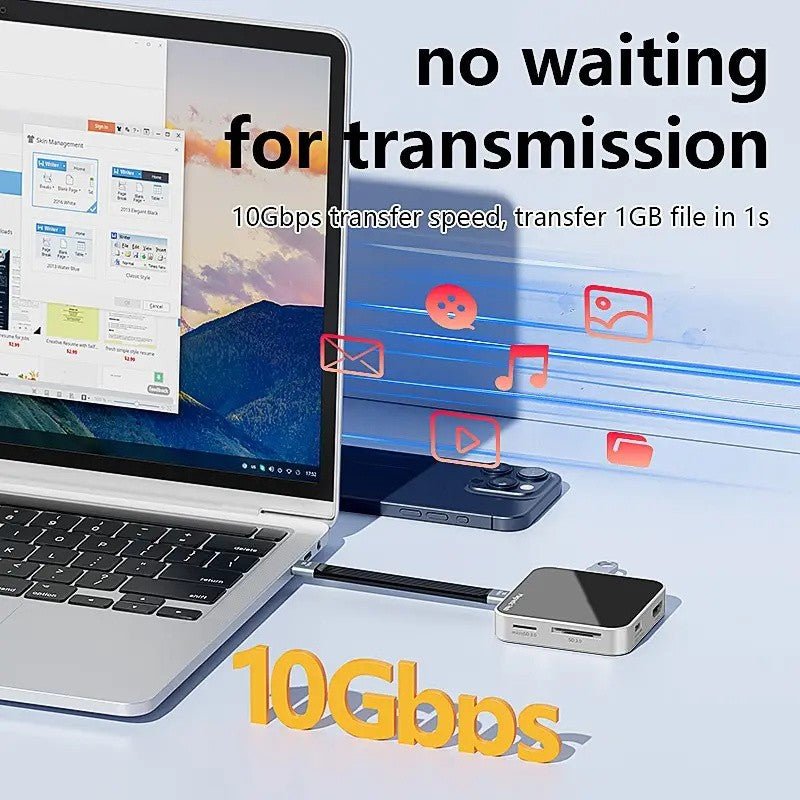 Magnetic USB - C Hub 8 - in - 1: 4K@60Hz HDMI, 10Gbps USB - A/C, 100W PD Charging, Plug & Play, SD/TF Card Reader, Audio Jack,Aluminum Adapter for MacBook/Windows - QGeeM