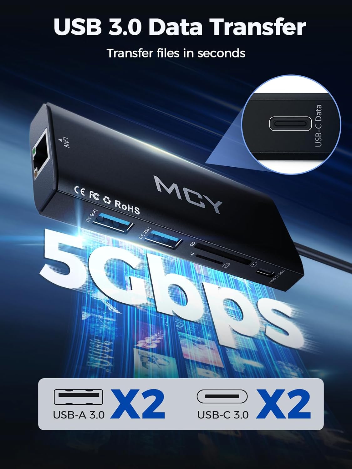 MCY Laptop Docking Station Single 8K@30Hz,Dual Monitor 4K@60Hz,10 in 1 USB C Hub Ethernet,Multiple USB - C to HDMI Adapter PD100W,RJ451000M,USB Data Port,SD/TF2.0,Type C Dongle Dock for MacBook/Dell/HP/Surface - QGeeM