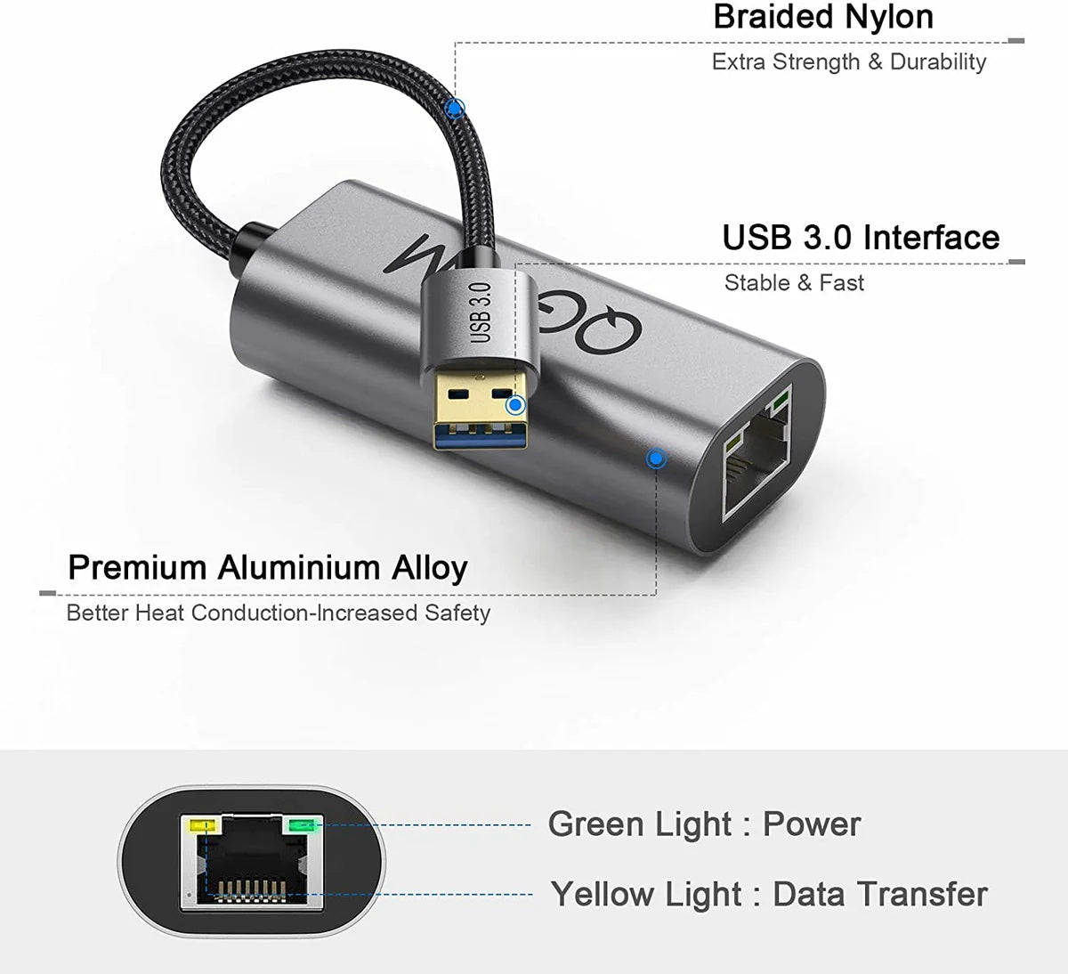 QGeeM USB 3.0 to Gigabit Ethernet Adapter 1 Gbps
